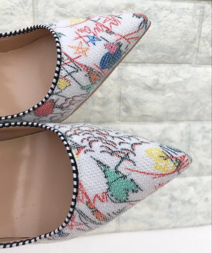 Туфли-лодочки женские на тонком каблуке с принтом | Обувь