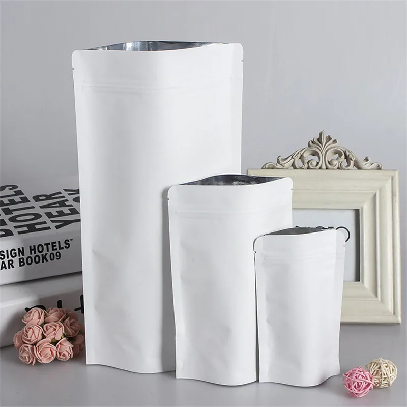 

1000Pcs/Lot Stand Up Kraft Paper Aluminum Foil Bag Zipper Doy pack Packaging Pouch Food Tea Snack Resealable Bags wholesale