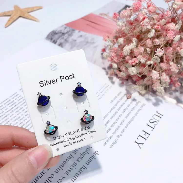 

2018 Fashionable Colourful Rhinestone Saturn Stud Earrings Cute Star Lovely Korean Earrings For Women Wholesale Jewelry