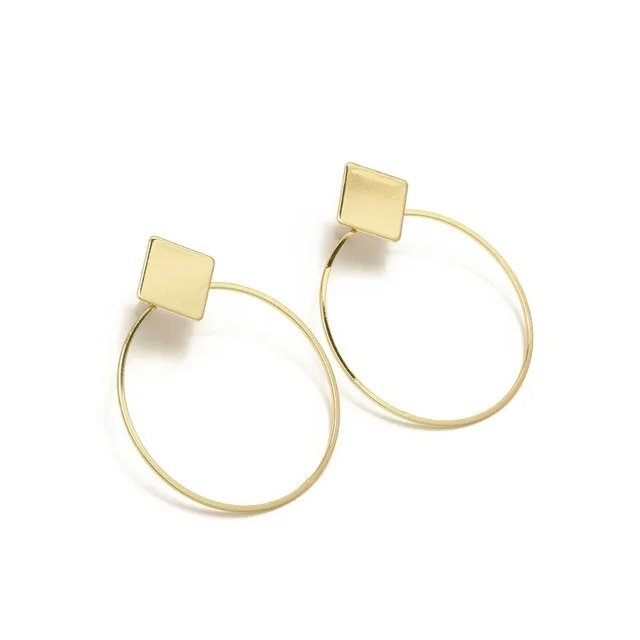 Golden 3 Корейский, геометрической формы, полые висячие серьги, массивный большой круг, треугольник, луна, с кисточкой-сердцем, свисающие серьги для женщин, ювелирные изделия - Окраска металла: Golden 3