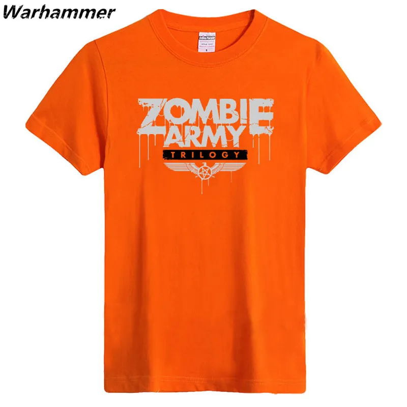 Летняя Модная стильная футболка Warhammer Мужская из флока с принтом зомби армейская