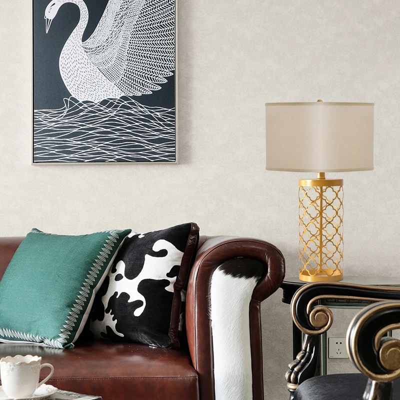 Modern Simple Real Brass Table Lamps Study Light Bedroom Bedside Lights Cloth Lampshade Home Lighting Led Desk E27 Bulb | Освещение