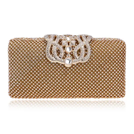 YM1172gold SEKUSA, женские вечерние сумки, стразы, металлическая сумочка украшенная короной, полная бриллиантов, дневной клатч, кошелек, вечерние сумки, серебро/золото/черный - Цвет: YM1172gold
