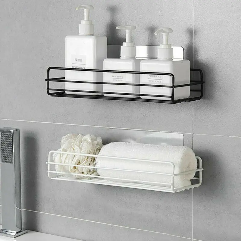 2019 New White Black Stainless Steel Shower Caddy Bathroom Wall Storage Rack Shelf Organiser Basket | Дом и сад