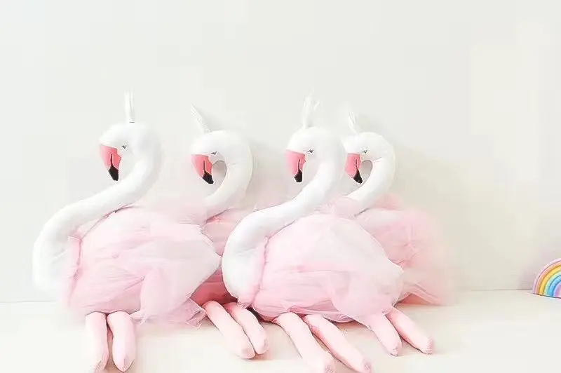 INS Long-legged gauze Swan doll Children's dolls stuffed animals toys for children cute plush flamingo Birthday gift | Игрушки и
