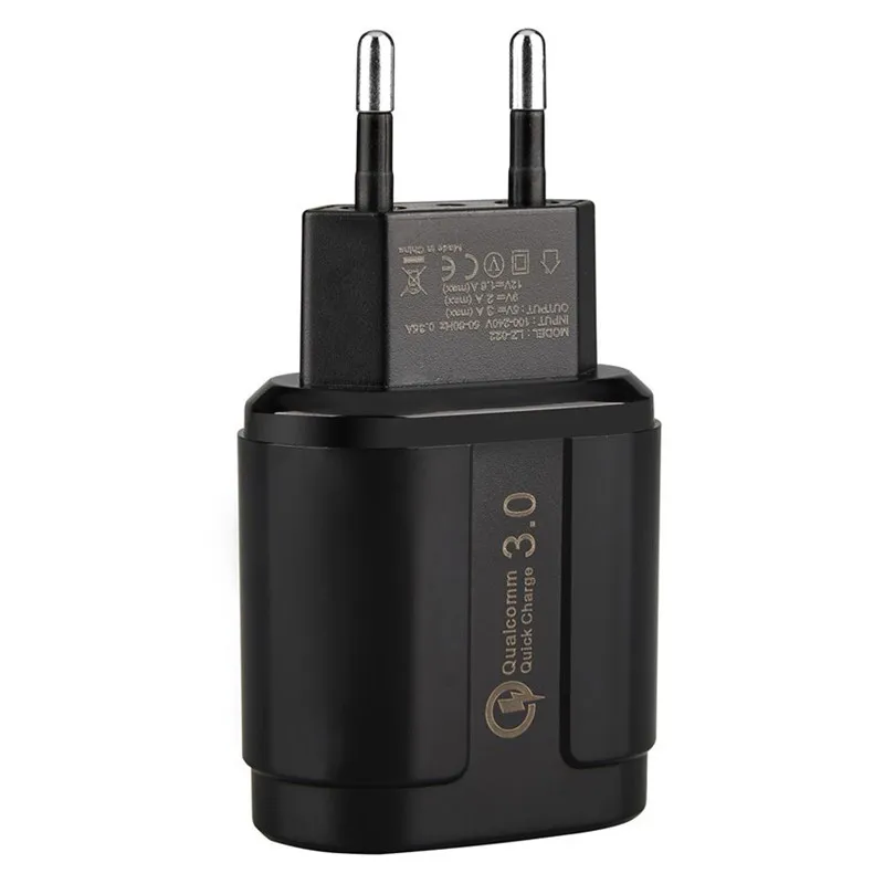 black Быстрая зарядка 3,0 USB зарядное устройство быстрое зарядное устройство 24 Вт ЕС настенное зарядное устройство адаптер для iPhone samsung huawei Xiaomi Мобильный телефон usb кабель - Тип штекера: black