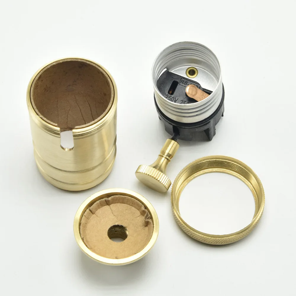 

E27 Vintage Socket Brass UL Certified Lamp Bases Edison Bulb Socket with ON/OFF Knob Switch Loft Pendant Light Lamp Holders 2PCS