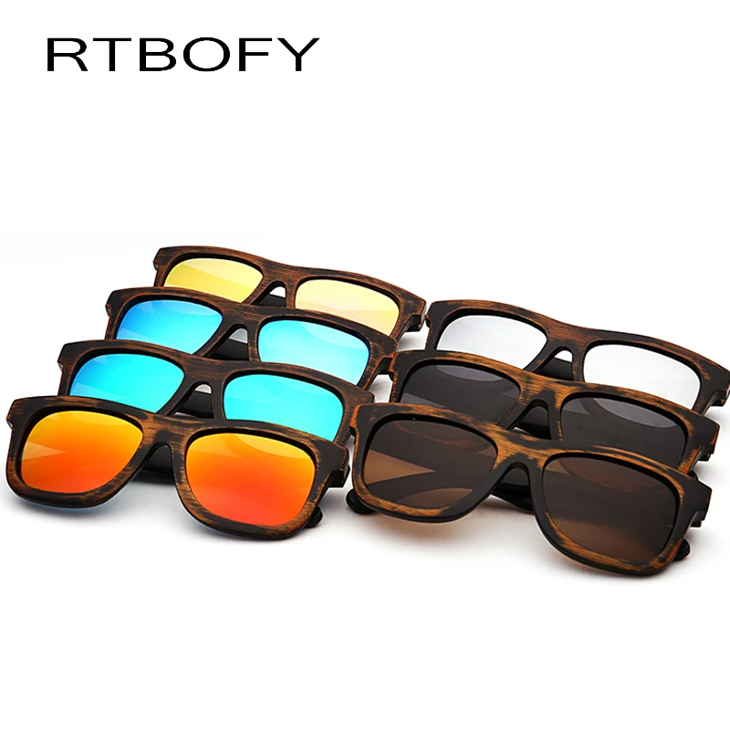 RTBOFY деревянные солнцезащитные очки мужские бамбуковые винтажные HD поляроидные