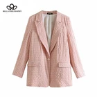 Женский блейзер Bella Philosophy, клетчатый пиджак на пуговицах с английским воротником и длинным рукавом, Офисная Повседневная Верхняя одежда, 2019