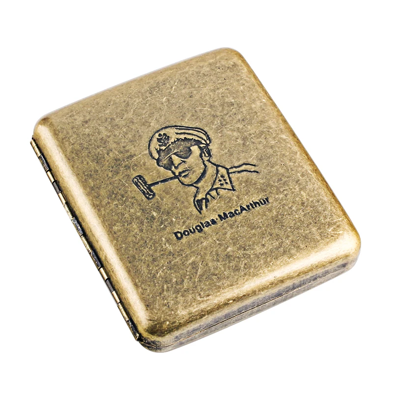 Ретро Бронзовый металлический портсигар Вмещает 20 шт обычный размер сигарет (84