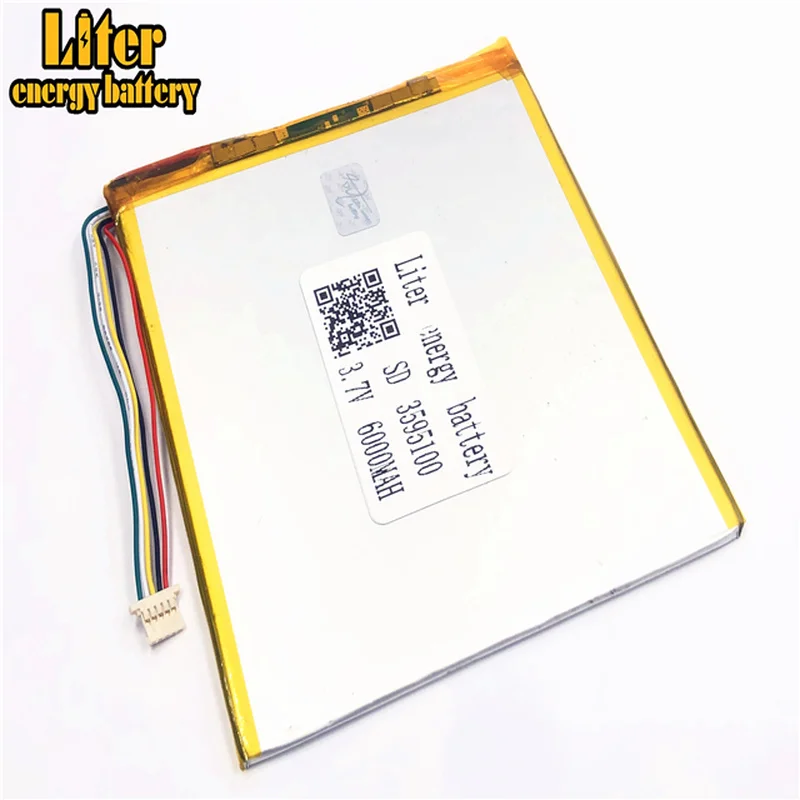 1 0 мм 5pin разъем ПК 3 7 В 3595100 6000 мАч аккумуляторная lipo батарея солнечная литий