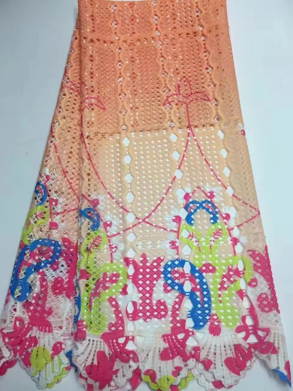 2016 Последнее Африканский Гипюр Кружева Ткани Высокого Качества Многоцветный 5