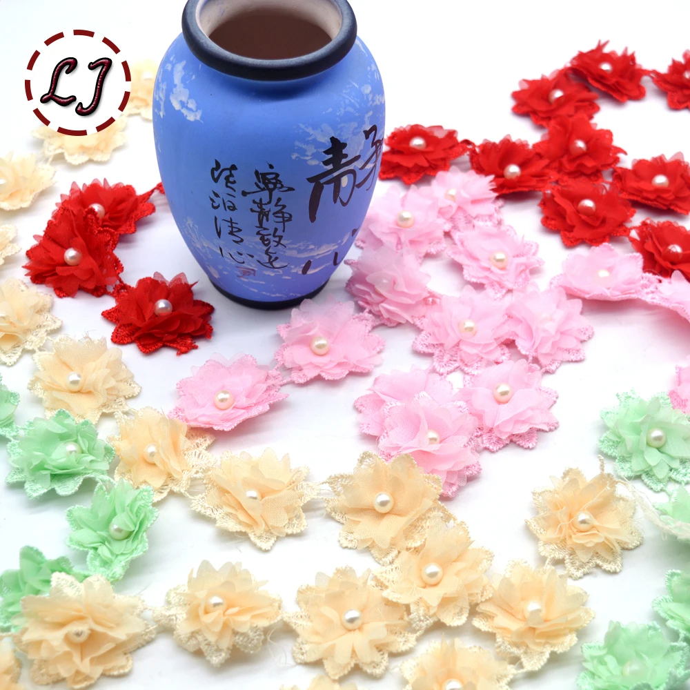 Новая мода 1 ярд/партия плетеная жемчужная цветная Цветочная вышитая кружевная