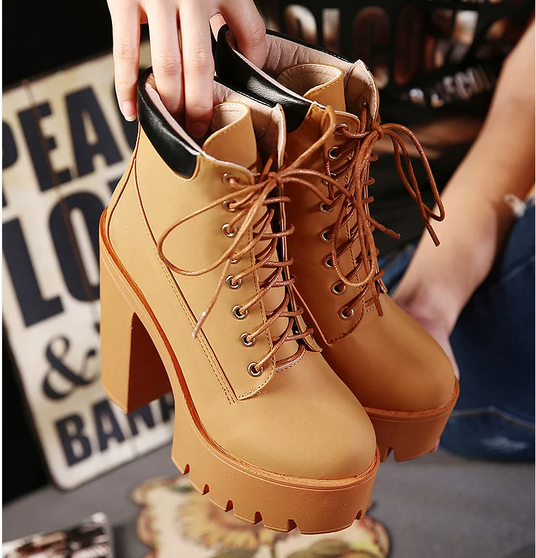 Fashion Women Boots Square Heel Platforms PU Leather Thigh High Pump Boots Motorcycle Shoes Hot Sale MAZIAO