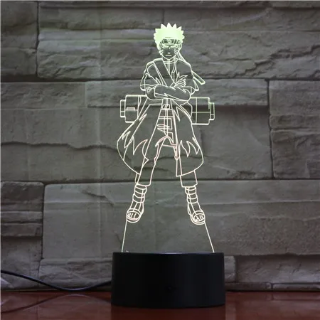 7 Colors Change 3D Led Visual Naruto Modelling Anime Figure Night Light Kid Touch Button Usb Table Lamp Home Decor Lighting Gift | Лампы и
