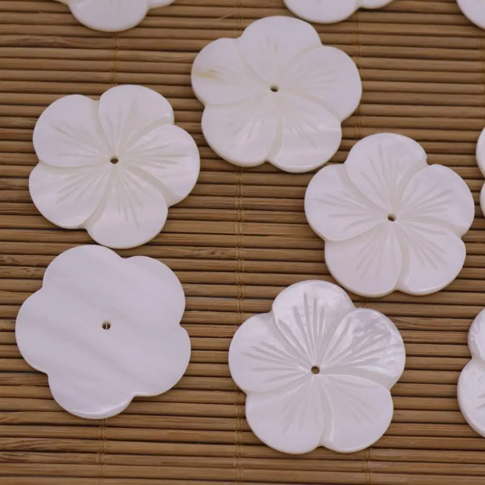 10 PCS 35mm Flower Shell Natural White Mother of Pearl Charms | Украшения и аксессуары