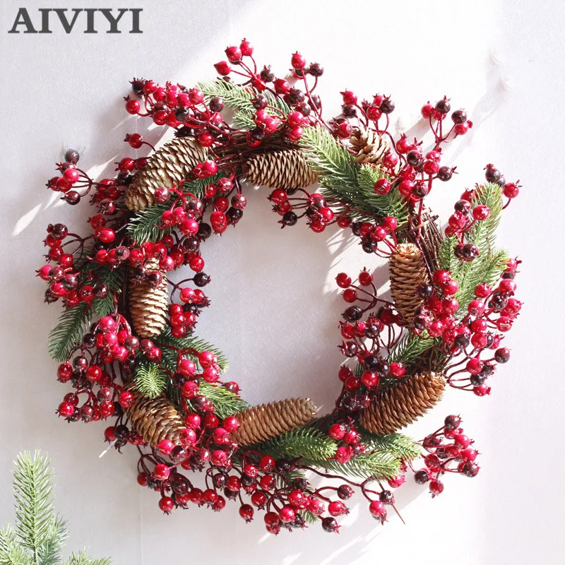 

Foreign trade excellent products artificial berry wreath Christmas wreath natural rattan artificial plant DIY home party holida