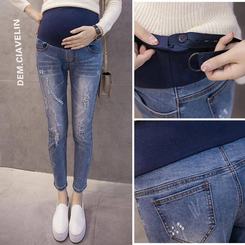 Беременность джинсы для беременных Брюки женская одежда брюки кормящих Опора