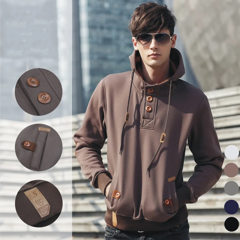 Мужская повседневная толстовка с капюшоном брендовая зимняя Приталенная 2019|brand