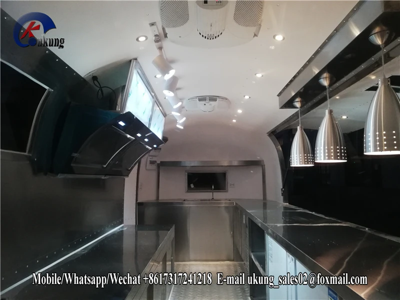 Airstream стиль матовая нержавеющая сталь пищевая тележка, буксируемая пищевая трейлер грузовик
