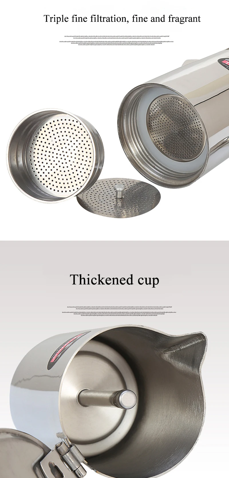 4cup/6cup кофейный набор, фильтр для кофейника, Кофеварка из нержавеющей стали, кофейник 304 Moka, бытовой ручной Пробивной горшок, фильтр, чашка