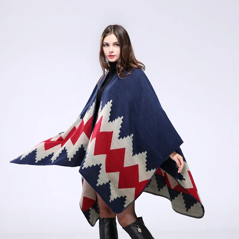 FXAASS новая осенняя/зимняя шаль Модное пончо AZTEC женский шарф роскошный