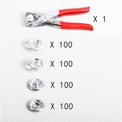 1 pliers 100 button 100 наборов 9 мм пустотелая цветная пряжка металлическая кнопка с пятью когтями 10 цветов+ инструменты для установки плоскогубцы - Цвет: 1 pliers 100 button