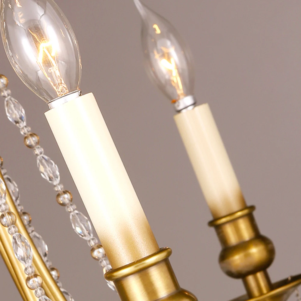 Modern Vintage Design Crystal E14 Ancient Gold Led Chandelier Lighting Fixtures for Home Loft Staircase Living Room Bedroom Lamp