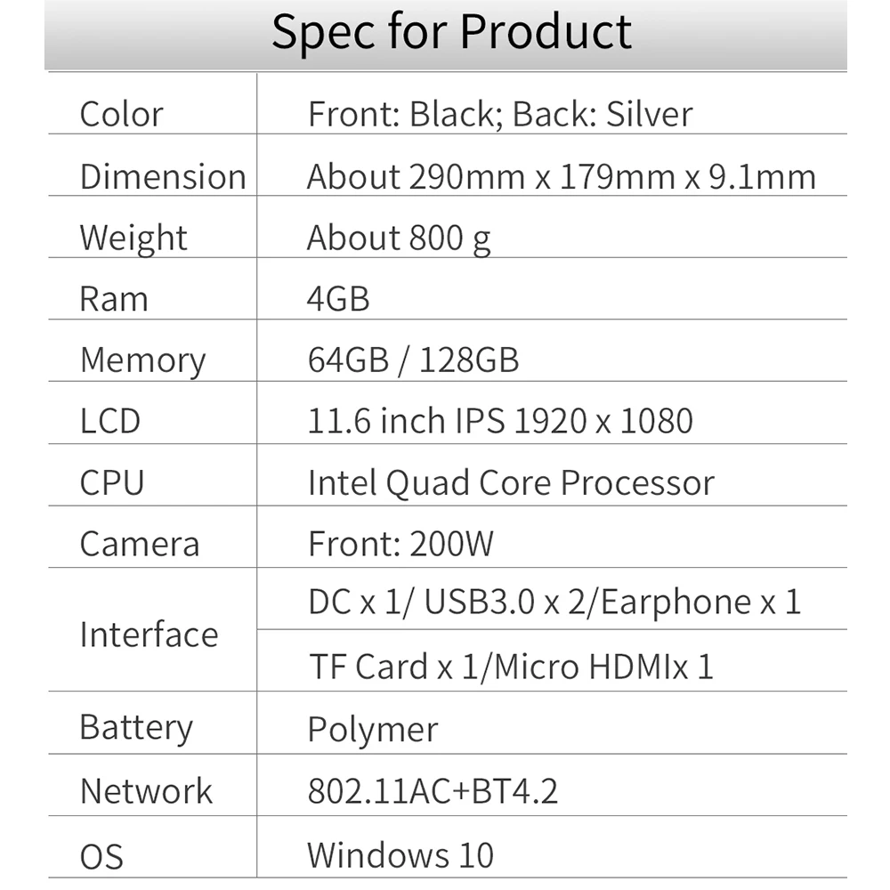 2 в 1 планшетный ПК Jumper EZpad Go 11,6 дюймов ips дисплей windows Tablet 4 Гб ram 64 Гб/128 ГБ Intel Apollo Lake N3450 планшет с ручкой