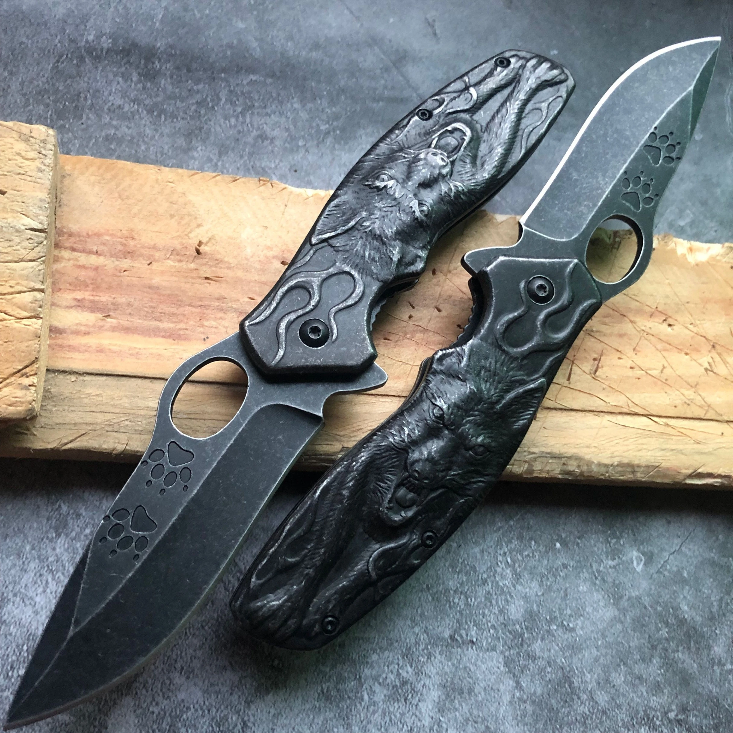 3D Волк король резной Stonewash тактический нож Высокое качество выживания кемпинг охотничьи ножи Открытый карманный складной нож с лезвием подарок