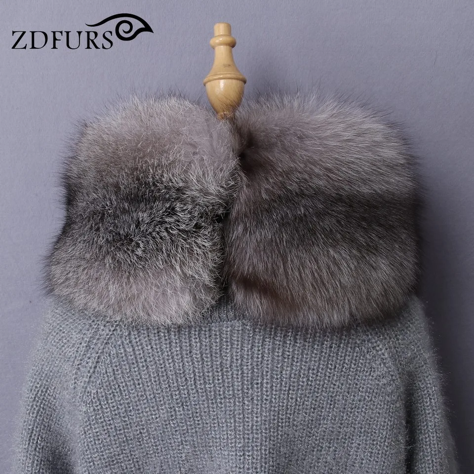 ZDFURS * Новые оригинальные цельные шарфы из лисьего меха супер теплые кольца