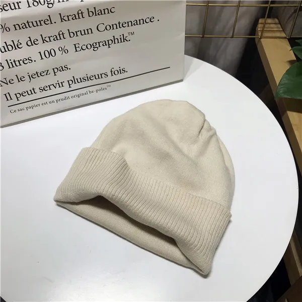 off white VISROVER, 6 цветов, унисекс, Осень-зима, сплошной цвет, натуральный кашемир, шапочки, лучшее соответствие, новинка, кашемир, для мужчин и женщин, теплые, skullies - Цвет: off white