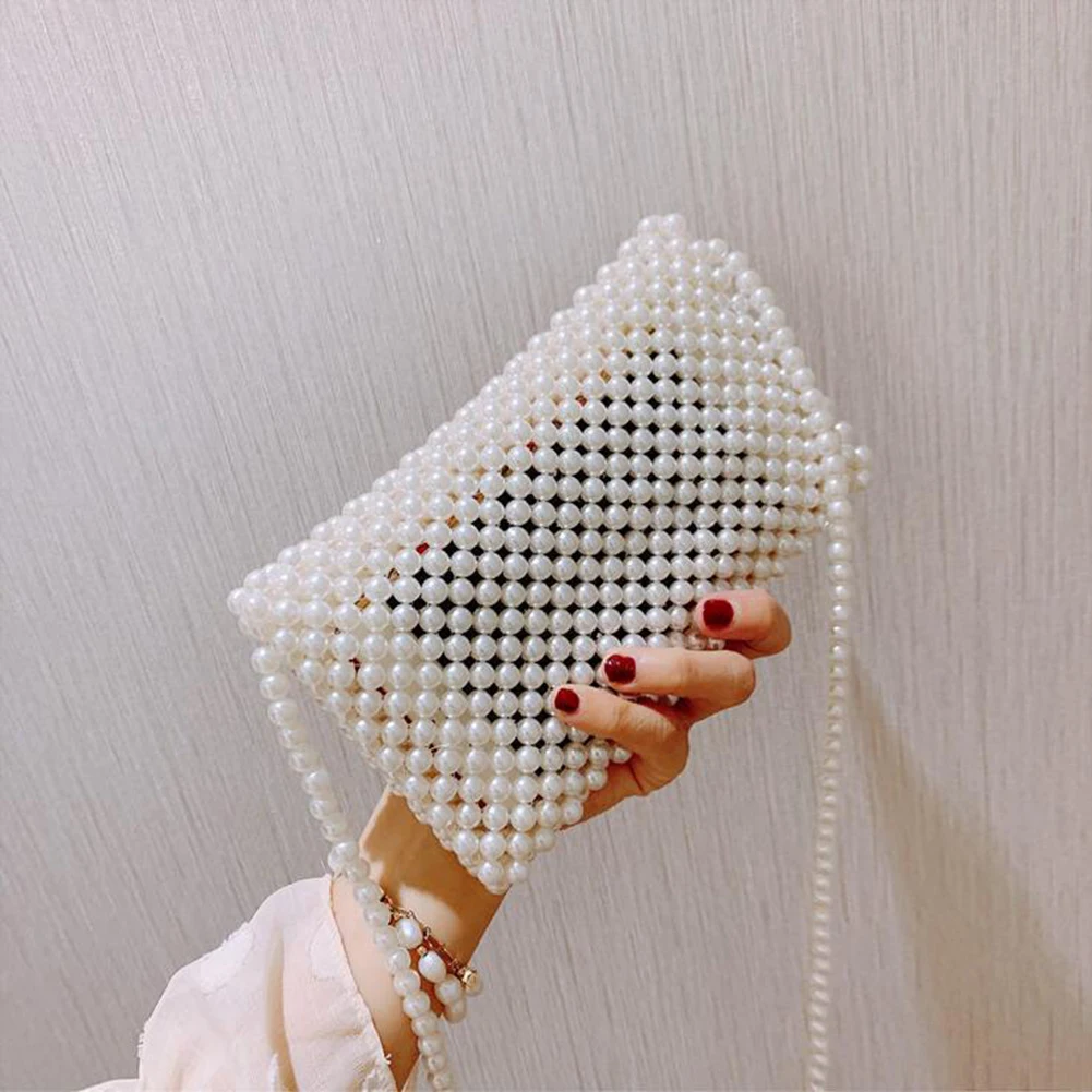 Женская винтажная плетеная Сумка через плечо вечерние миниатюрные жемчужные