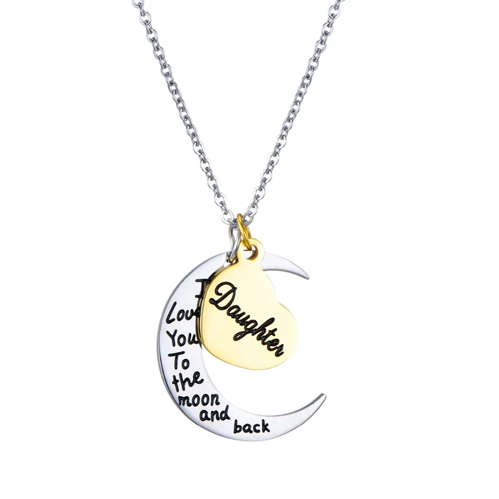 Ожерелье с подвеской в виде Золотого сердца и Луны Женское мужское колье из