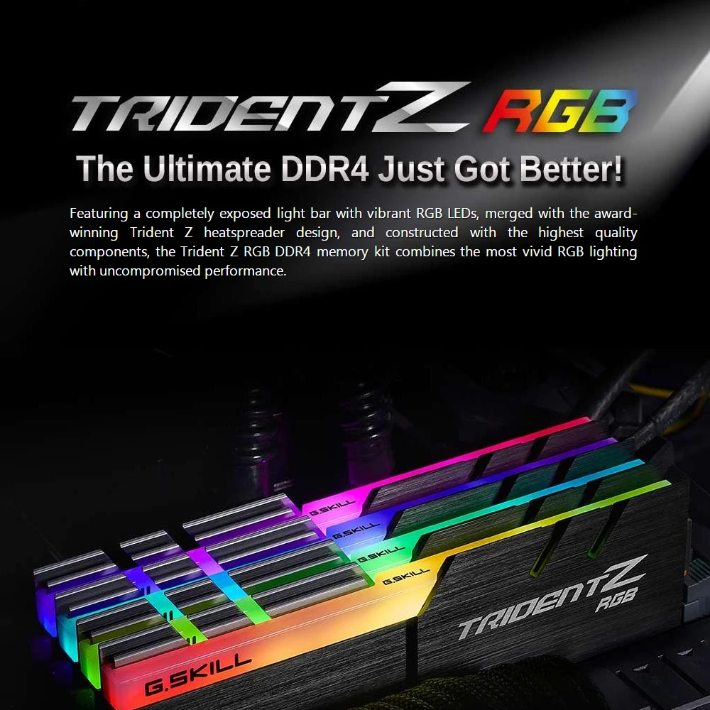 G. SKILL TridentZ RGB Серия 16 Гб(2x8 ГБ) DDR4 3200 МГц F4-3200C16D-16GTZR ОЗУ для ПК настольный компьютер DDR4 память 16-18-18-38