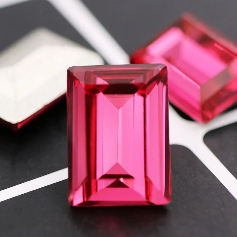 Rose 10x14 мм прямоугольные хрустальные стразы k9 для дизайна ногтей одежда ожерелье серьги аксессуары - Цвет: Rose