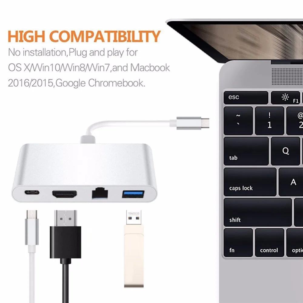 USB Type C к HDMI 3 0 4K RJ45 аудио видео кабель конвертер концентратор адаптер разветвитель
