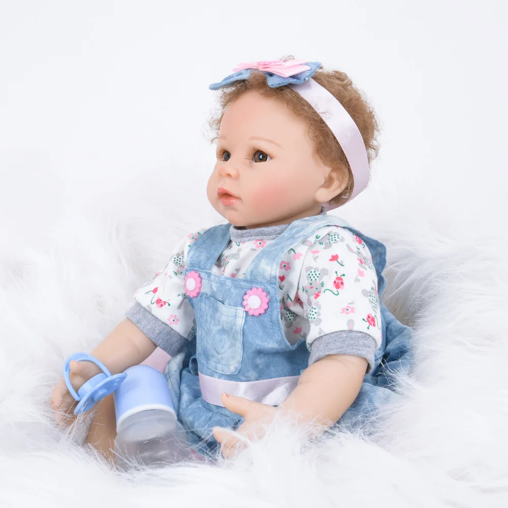 Кукла NPK Baby Reborn Lucy мягкая силиконовая для девочек красивая 22 дюйма волнистая