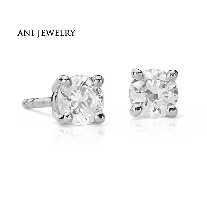 ANI 18K Белое Золото (AU750) женские свадебные серьги-гвоздики 0 4 CT сертифицированные