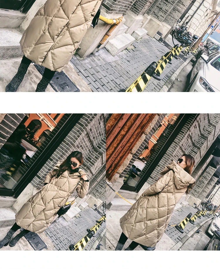 Зимняя женская модная Толстая теплая длинная куртка с ромбовидным блоком и решетчатым пухом, водонепроницаемые толстовки, женские тонкие высококачественные куртки, Y119