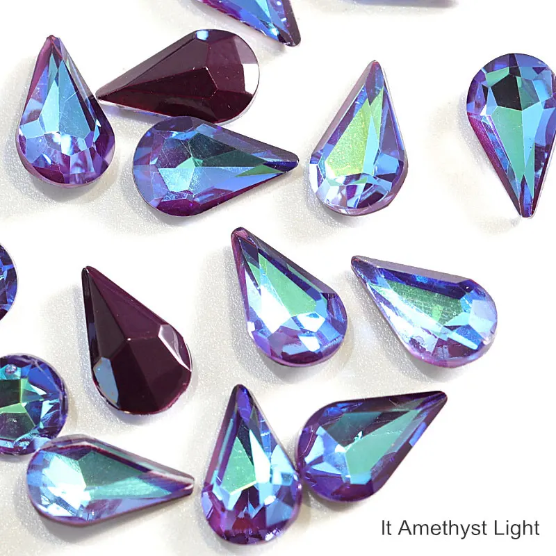 lt Amethyst Light 50 шт. K9 кристалл мокко флуоресцентные стразы высокого качества стеклянные стразы капельки Pointback стразы для одежды B3710 - Цвет: lt Amethyst Light
