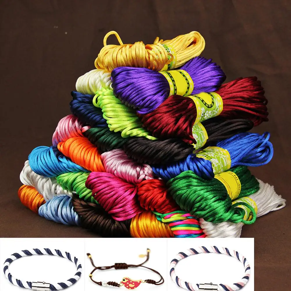 20 видов цветов нейлоновый шнур нить китайский узел макраме браслет Плетеный с