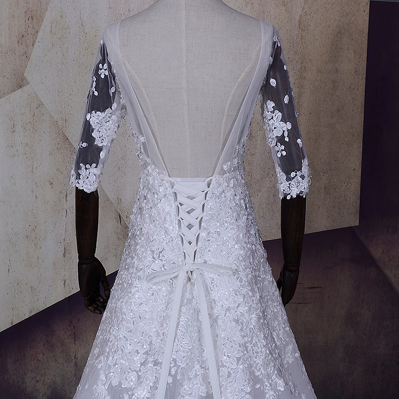 Vestido De Casamento Com Renda короткий рукав кружева свадебные платья Роскошные босоножки Свадебное платье реальные фотографии свадебное платье