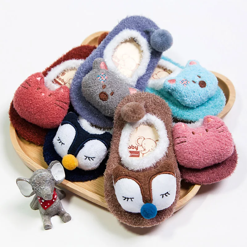 SLKMSWMDJ/осенне зимние Нескользящие Детские носки с объемным рисунком куклы лодочки