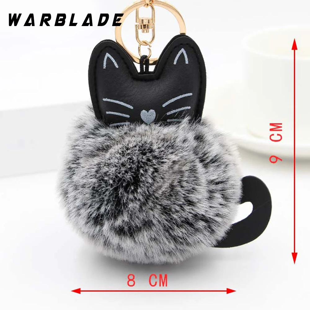 WarBLade милый брелок с помпоном и котом пушистая кроличья меховая шаровая цепочка