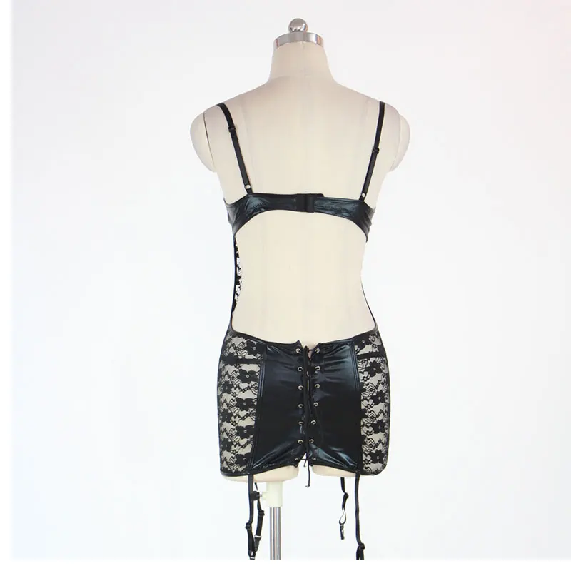 Сексуальный Wetlook виниловая кожа Babydoll нижнее белье женское экзотическое черные