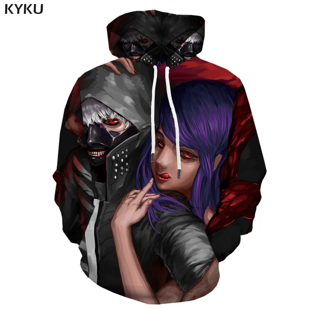 KYKU 3d Hoodies Tokyo Ghoul Hoodie Men Cynical Print Ken Kaneki Hoodes Love Hoody Anime Japan Hooded Casual Unisex | Мужская одежда