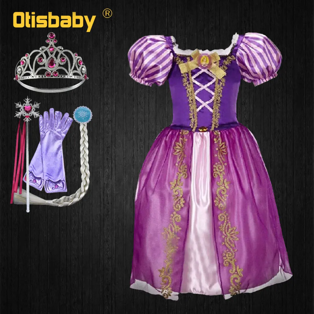 E OTISBABY/летнее платье для девочек; Рождественский карнавальный костюм Рапунцель; Детские бальные платья Снежной Королевы; детское платье Эльзы с цветочным узором для девочек - Цвет: E