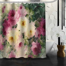 ShunQian Romantic beautiful Roses Pattern Custom Shower Curtain Bath Curtain Waterproof Eco-Friendly