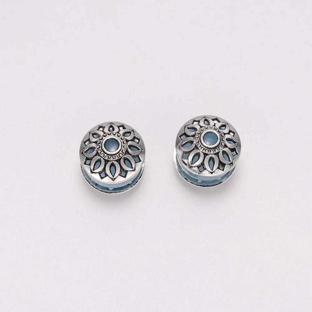 20 шт./лот 14 мм античный Серебристый Круглый Цветок металлическая бусина заглушки